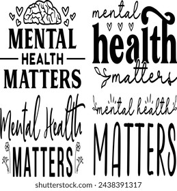 mental health awareness retro design, mental health matters t-shirt vector illustrations, mental health t-shirt design bundle