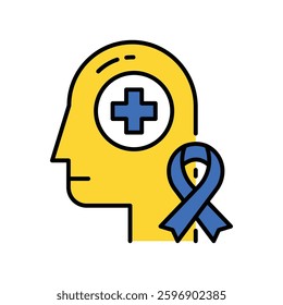 Mental health awareness vector filled outline icon. EPS 10 file