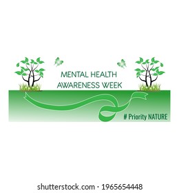 Mental Health Awareness Week Web Banner Design. Illustration Vector