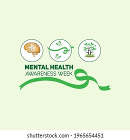 Mental Health Awareness Week Web Banner Design. Illustration Vector