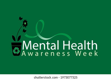 Mental Health Awareness Week Web Banner Design. Typography. Nature Priority. Illustration Vector