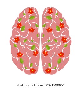 Mental health. Balance, healthy mental state. Heart and Brain concept. Emotional Quotient and Intelligence. Vector illustration.