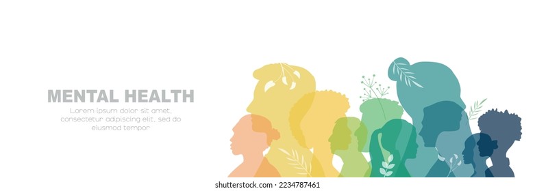 Mental Health banner. Card with place for text. Flat vector illustration.