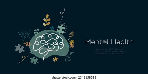 Mental Health banner. Flat vector illustration.