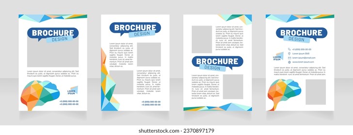 Mental health blank brochure design. Template set with copy space for text. Premade corporate reports collection. Editable 4 paper pages. Barlow Black, Regular, Nunito Light fonts used