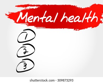 Mental health blank list, health concept