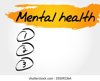 Mental health blank list, health concept
