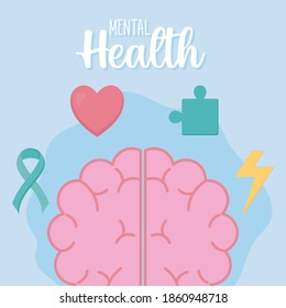 Mental Health Brain Set Icons Mind Stock Vector (Royalty Free ...