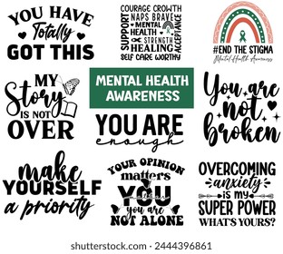 Mental Health Bundle T-shirt,Mental Health Svg,Mental Health Awareness Svg,Anxiety Svg,Depression Svg,Funny Mental Health,Motivational Svg,Positive Svg,Cut File,Commercial Use