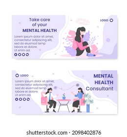 Mental Health Care Consultant Banner Template Flat Design Illustration Editable of Square Background for Social media, Greeting Card and Web