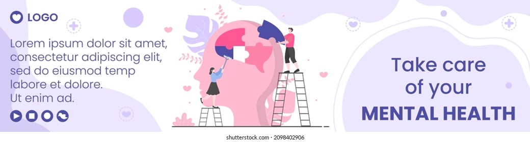 Mental Health Care Consultant Banner Template Flat Design Illustration Editable of Square Background for Social media, Greeting Card and Web