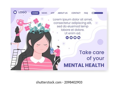 Mental Health Care Consultant Landing Page Template Flat Design Illustration Editable of Square Background for Social media, Greeting Card and Web