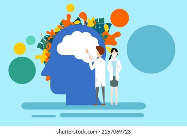 Mental health care. Flat design vector illustration.