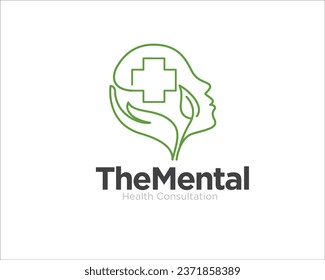 diseño del logotipo de atención de la salud mental para el servicio médico y el logotipo de la naturaleza