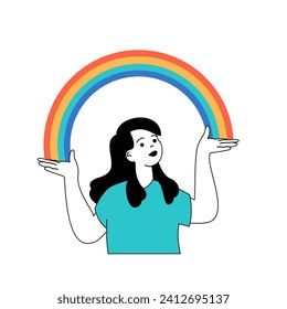 Mental health concept with cartoon people in flat design for web. Vector illustration
