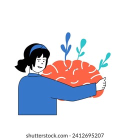 Mental health concept with cartoon people in flat design for web. Vector illustration