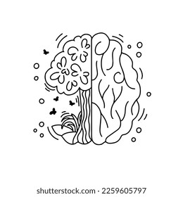 Mental health concept. Doodle vector illustration.