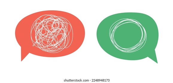 mental health concept. hands with black chaos line. brain like puppet in terapy. Flat vector illustration