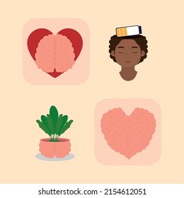 mental health concept, icons collection