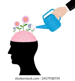 Mental Health Concept. Mental Illness Treatment. World Mental Health Day. Vector Illustration.