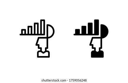 Mental Health Concept. Man with  Increase Mood Icon, Logo, Vector