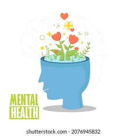 Mental health concept, positive thinking help improve mind wellness, psychological problem and illness