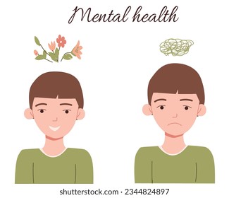 mental health concept sad and happy boy 