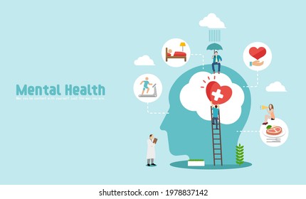 Mental health concept  vector banner illustration