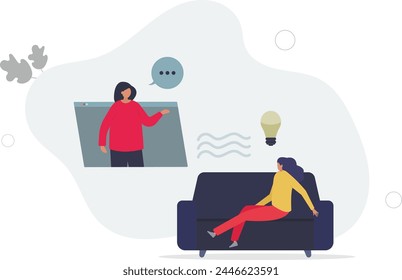 Mental health counseling and online psychology session.Professional psychological support with remote treatment consultations.flat vector illustration.