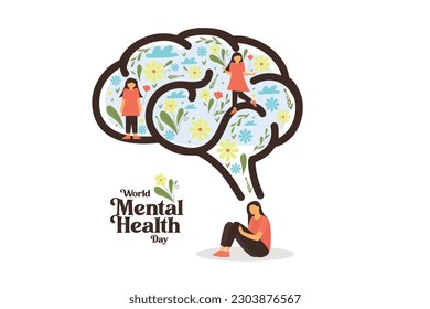 Mental health, creative abstract design. Mindfulness, positive. Vector illustrations