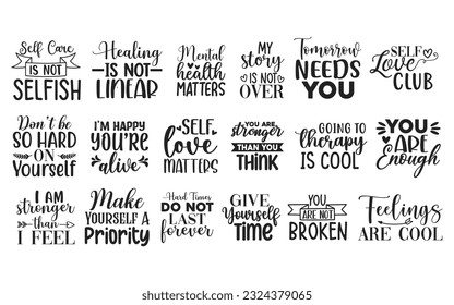 Mental Health cut files Bundle, Mental Health Quotes, Mental Health SVG cut files, Hand drawn lettering phrase, EPS files, SVG bundle, Saying about Mental Health,