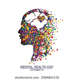 Mental health day concept, vector illustration isolated on white.  October 10