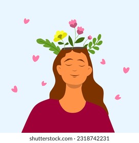 Ilustración del día de la salud mental Alguien con una salud mental diversa. Día de la Salud Mental, 10 de octubre. Concienciación sobre la salud mental. Adecuado para banner, afiche, web, volante, etc.