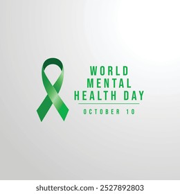Mental Health Day vector design template good for celebration usage. Mental Health Day design. Green ribbon. flat design. eps 10.