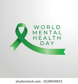 Mental Health Day vector design template good for celebration usage. Mental Health Day design. Green ribbon. flat design. eps 10.