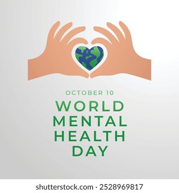 Mental Health Day vector design template good for celebration usage. Mental Health Day design. Green ribbon. flat design. eps 10.