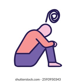 Mental health depression concept icon style illustration