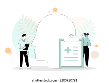 Mental Health, Depression, Loneliness, Illness, Brain Development, or Hopelessness. Psychotherapy And Mentality Healthcare. Illustration.