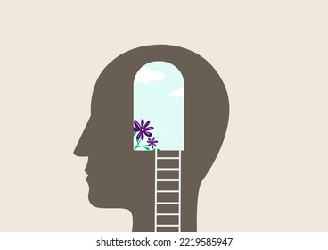 Mental health, depression, seasonal affected, sleep disorder. Psychiatry, philosophy. Psychology concept vector illustration.