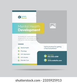 Mental Health Development Social Media Post or phycological health treatment banner template