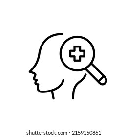 Mental health diagnostics. Pixel perfect, editable stroke line icon