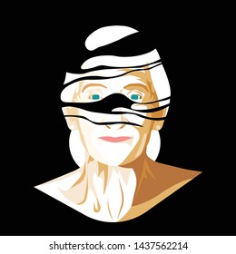 Mental Health Disorder - Dementia - old lady's face in a black background