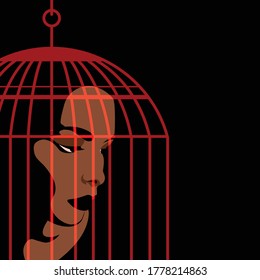 Mental Health Disorder -  imprisoned woman - woman trapped in cage