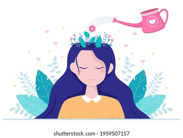 Mental Health Due To Psychology, Depression, Loneliness, Illness, Brain Development, or Hopelessness. Psychotherapy And Mentality Healthcare. Illustration