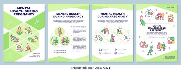 Mental health during pregnancy brochure template. Expecting moms. Flyer, booklet, leaflet print, cover design with linear icons. Vector layouts for presentation, annual reports, advertisement pages