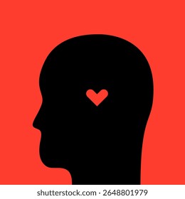 Mental health, empathy, self-love. Love yourself. Self-care, therapy, inner world concept. Flat vector illustration isolated on red background.