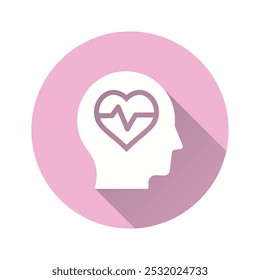 Mental health flat icon. Simple illustration with long shadow for graphic and web design.