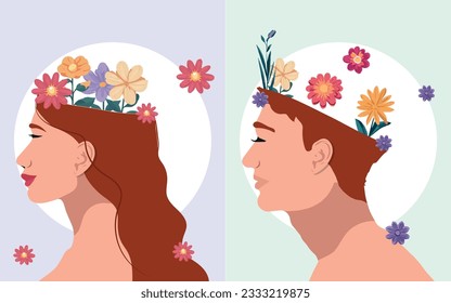 Mental health, happiness, harmony creative abstract concept. 