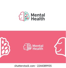 logotipo del pensamiento feliz para la salud mental que incluye el cerebro