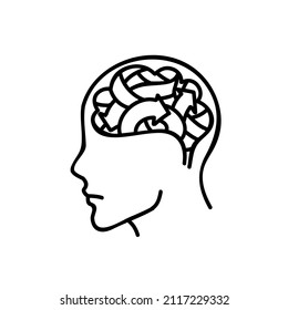 Mental health human brain icon. Hand drawn vector illustration.